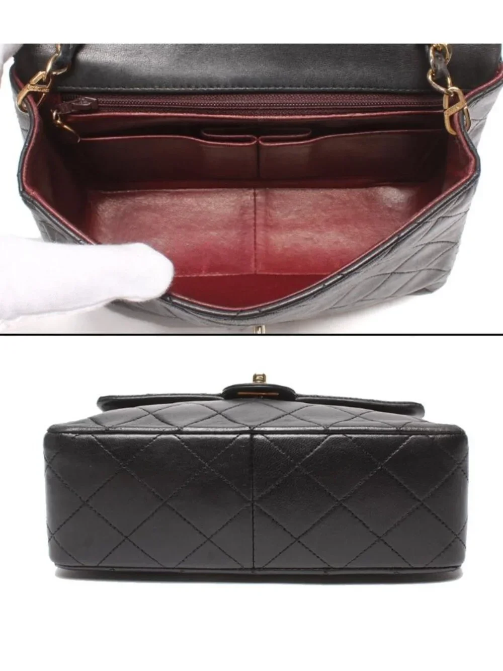 Chanel Chain Shoulder Bag Gold Lambskin Quilted Single Flap